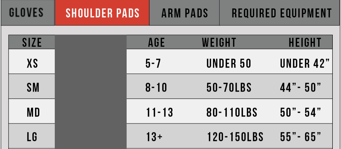 Youth Lacrosse Size Chart