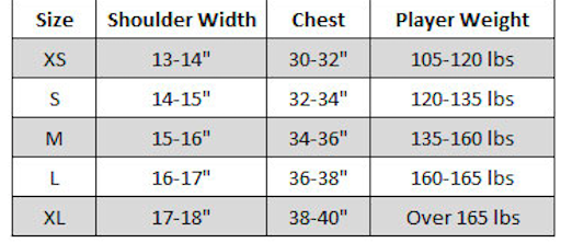 Schutt Shoulder Pads Size Chart
